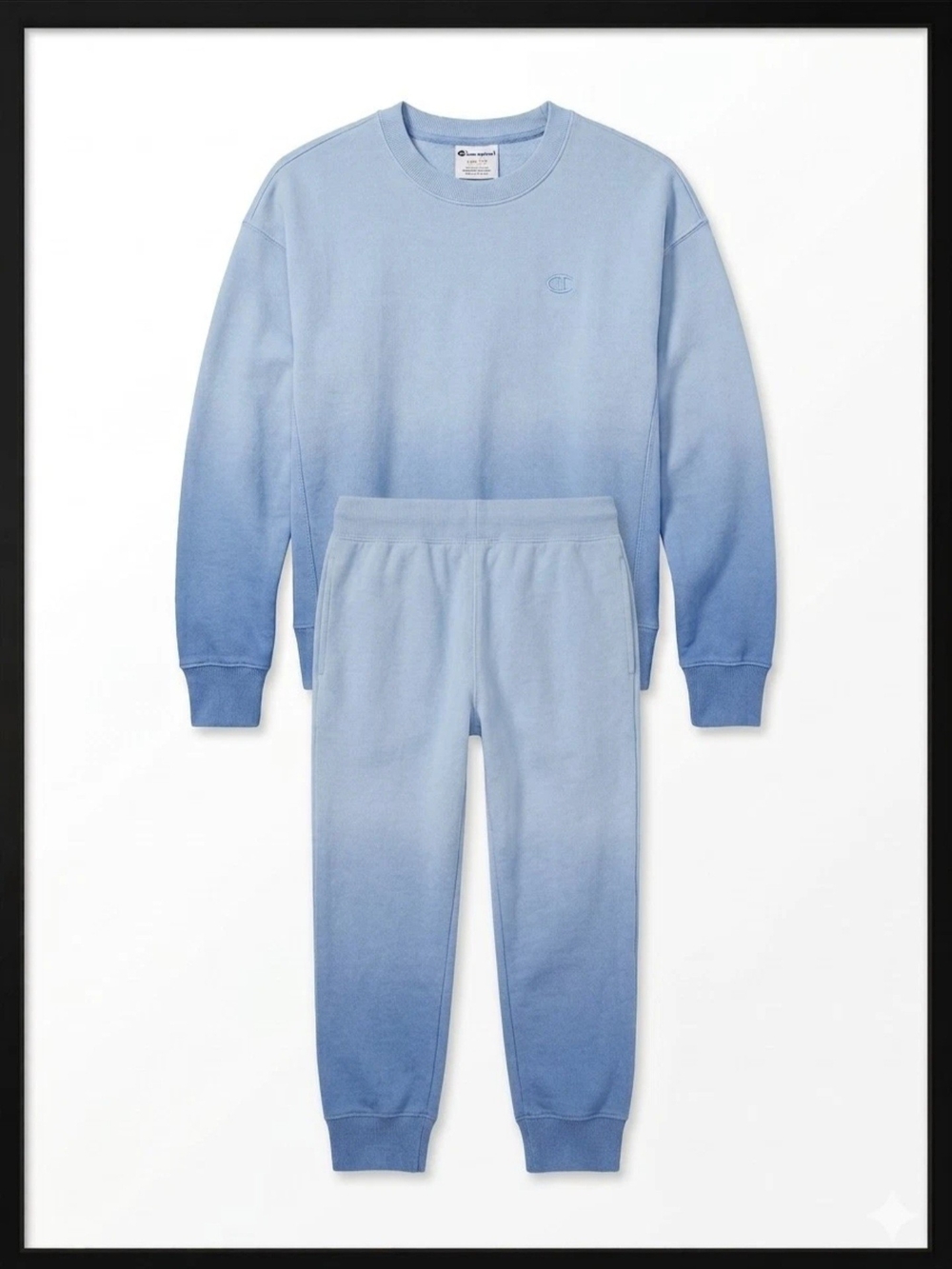 Champion Sweatshirt Joggers Set Small S Blue Ombre Dip Dye Sweatsuit 2pc